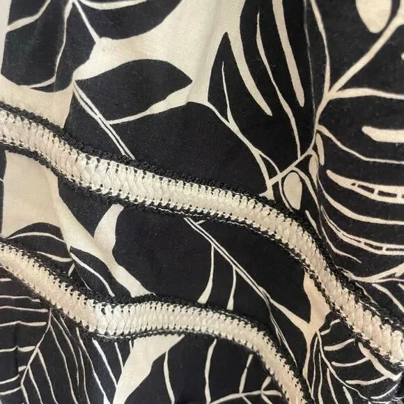 New Cynthia Rowley Anthropologie Black Creme Linen Leaf Print Top Women’s Sz XL - Picture 3 of 5